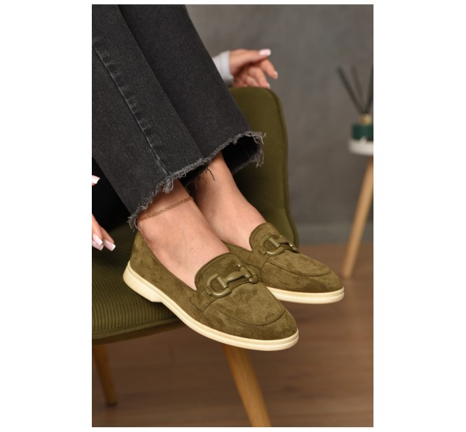 Туфлі-лофери жіночі темно-зеленого кольору 206171L