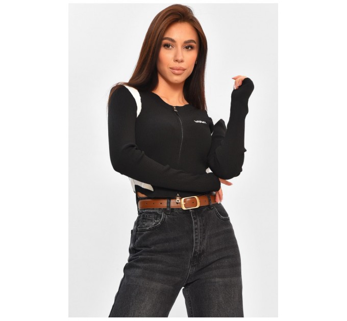 Женская кофта на молнии черного цвета 206261L