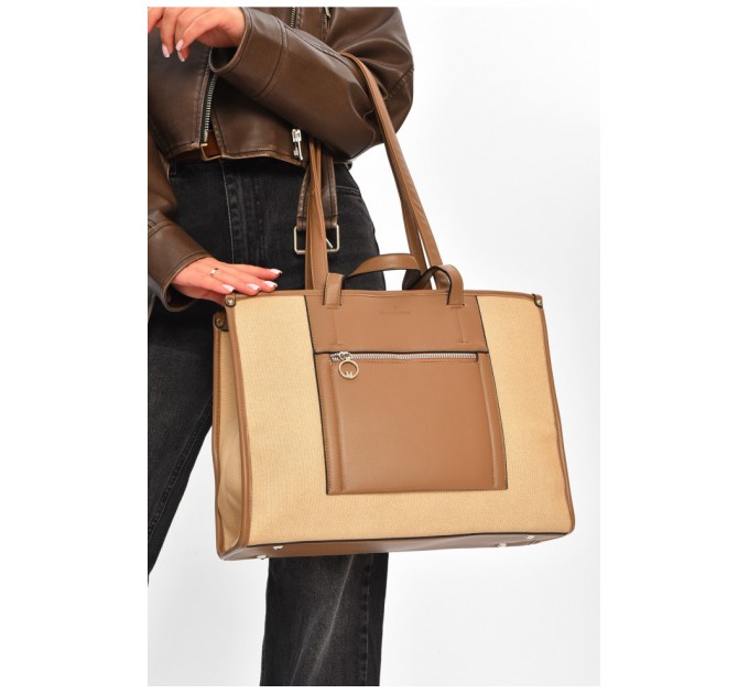 Сумка женская экокожа бежевого цвета 206273L