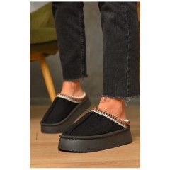 Домашні капці жіночі на хутрі чорного кольору 206358L Домашні капці жіночі на хутрі чорного кольору 206358L