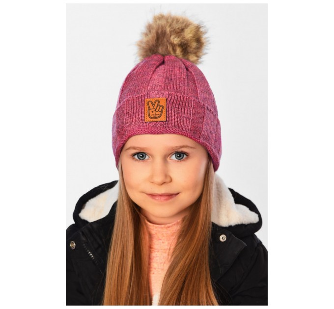 Шапка дитяча тепла фіолетового кольору на 5-7 років 153211L