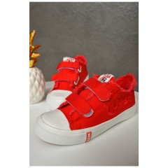 Кеди дитячі червоного кольору текстиль на ліпучці 156056L