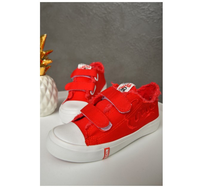 Кеди дитячі червоного кольору текстиль на ліпучці 156056L