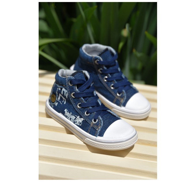 Кеди дитячі синього кольору текстиль 158522L