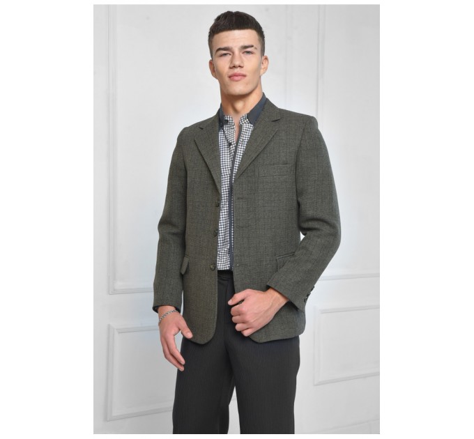 Піджак чоловічий темно-зеленого кольору 159041L