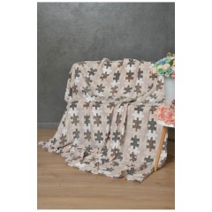 Плед молочного цвета с принтом 180*200 164111L