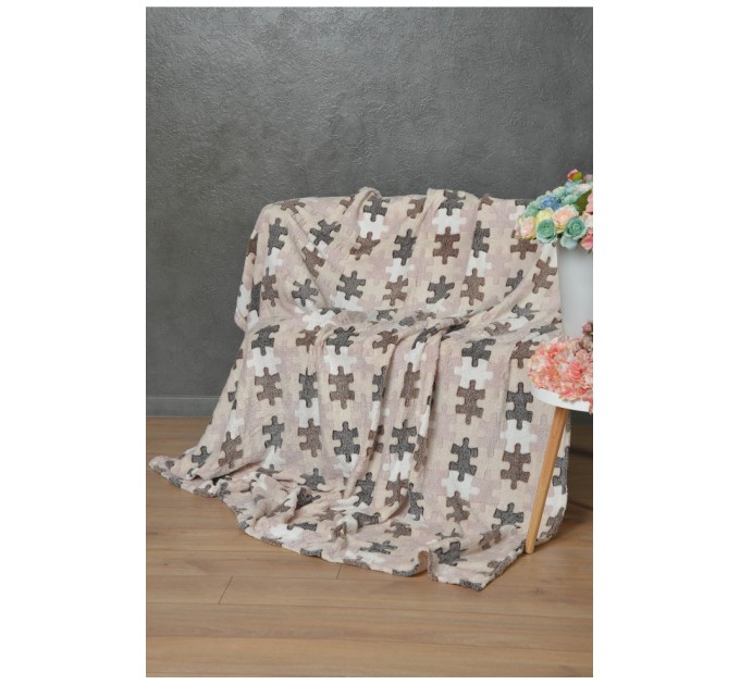 Плед молочного кольору з принтом розмір 180*200 164111L