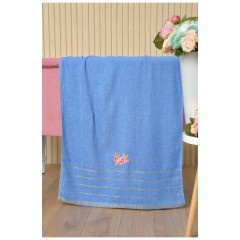 Полотенце банное махровое синего цвета 164198L