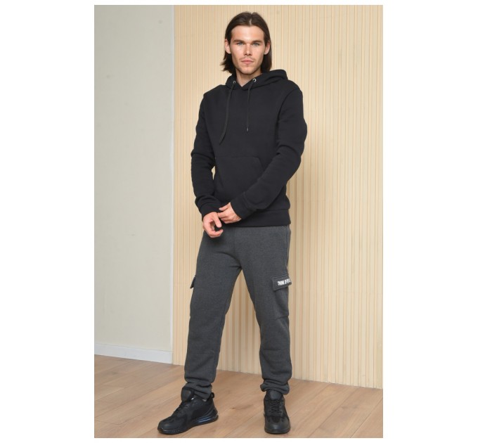 Спортивні штани чоловічі на флісі темно-сірого кольору 165463L