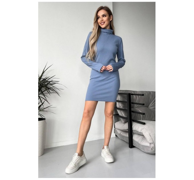 Сукня у рубчик блакитного кольору 168043L
