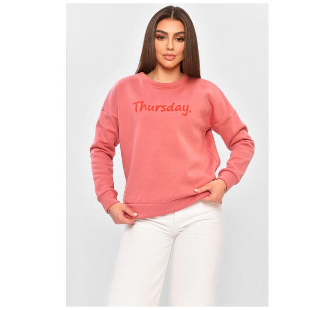 Батник жіночий на флісі темно-рожевого кольору з написом 168722L