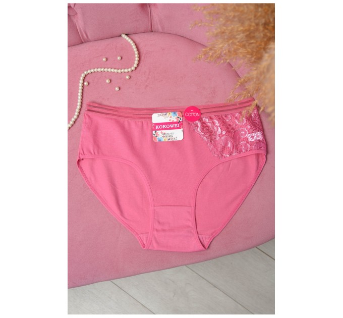 Труси жіночі напівбатальні темно-рожевого кольору 168859L