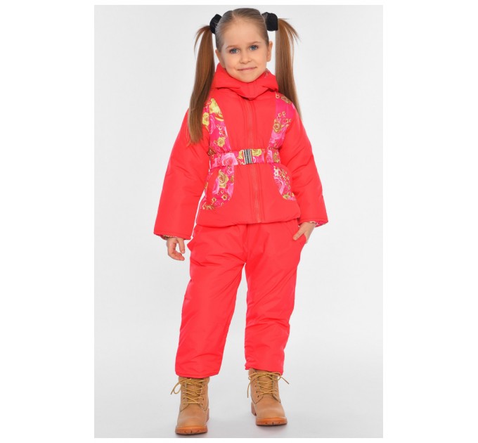 Куртка та напівкомбінезон дитячий для дівчинки єврозима коралового кольору 169431L