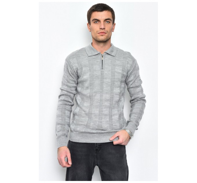 Свитер мужской серого цвета акриловый 169902L