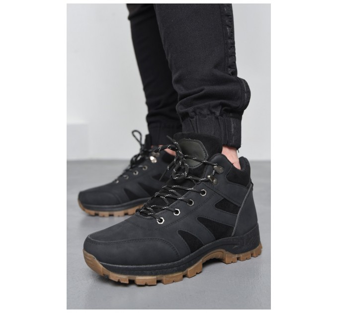 Черевики чоловічі зимові на хутрі чорного кольору 170191L