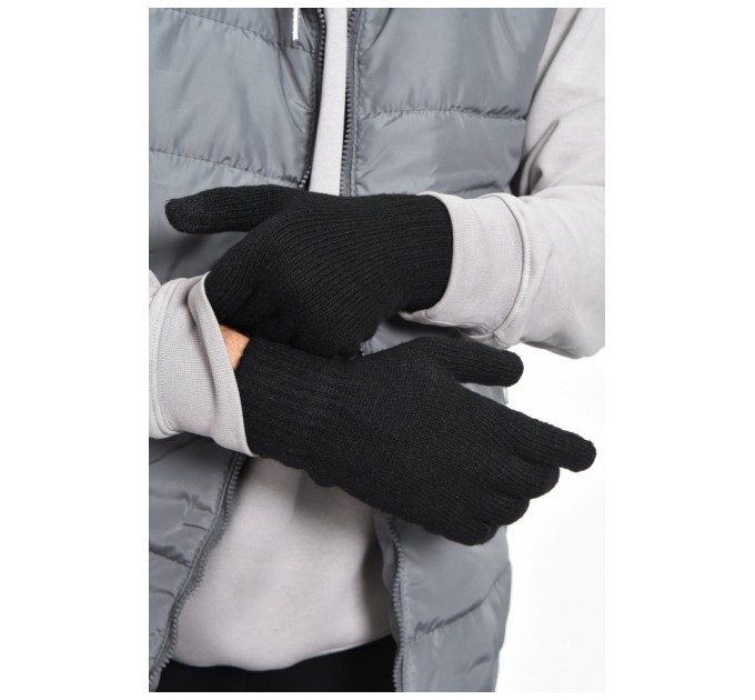 Рукавички чоловічі сенсорні акрилові з начосом чорного кольору 170931L