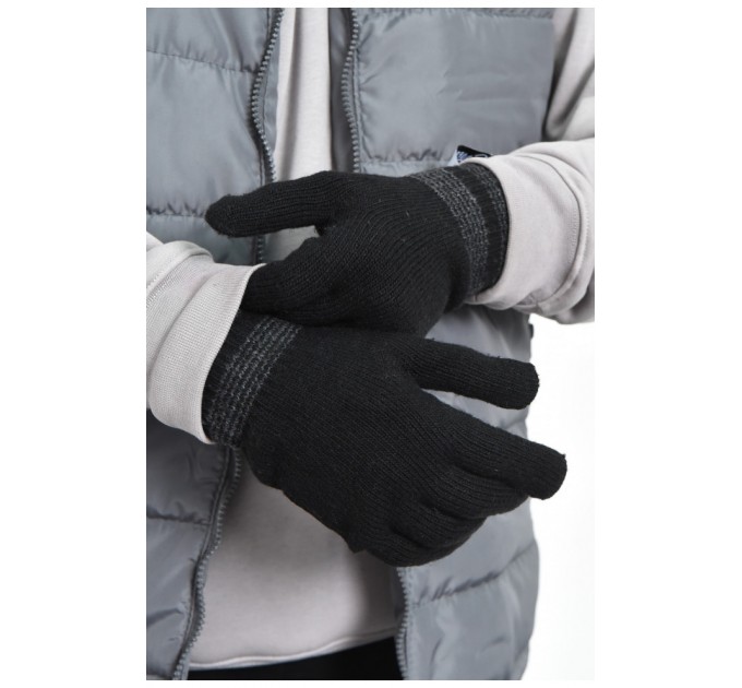 Рукавички чоловічі акрилові з начосом чорного кольору 170936L