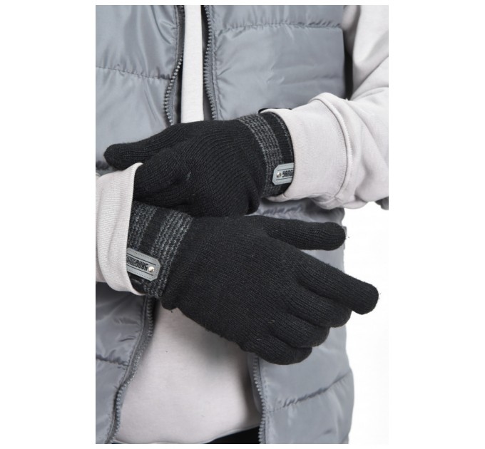Перчатки мужские акриловые с начесом черного цвета 170951L