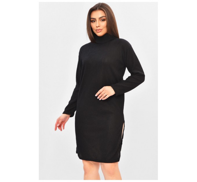 Платье-гольф женское в рубчик черного цвета 170995L