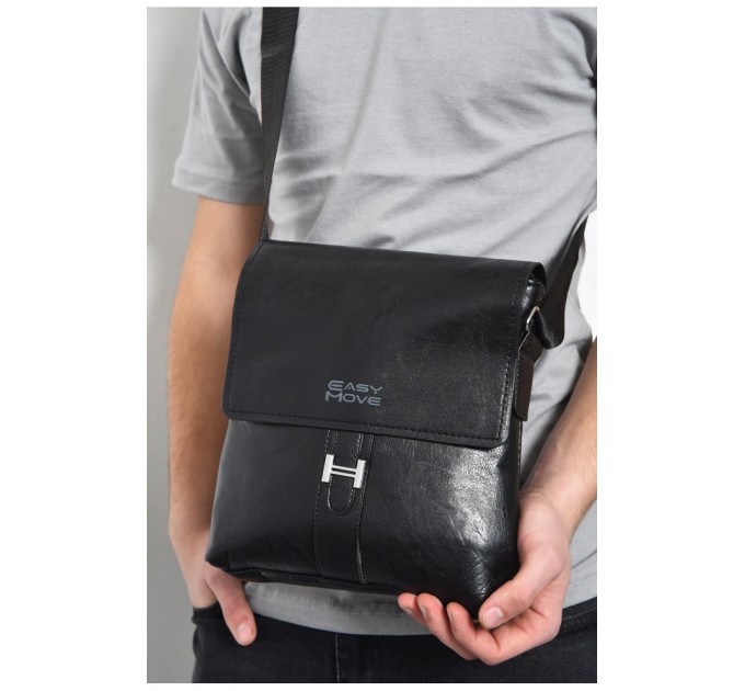 Сумка мужская через плечо из экокожи черного цвета 171101L