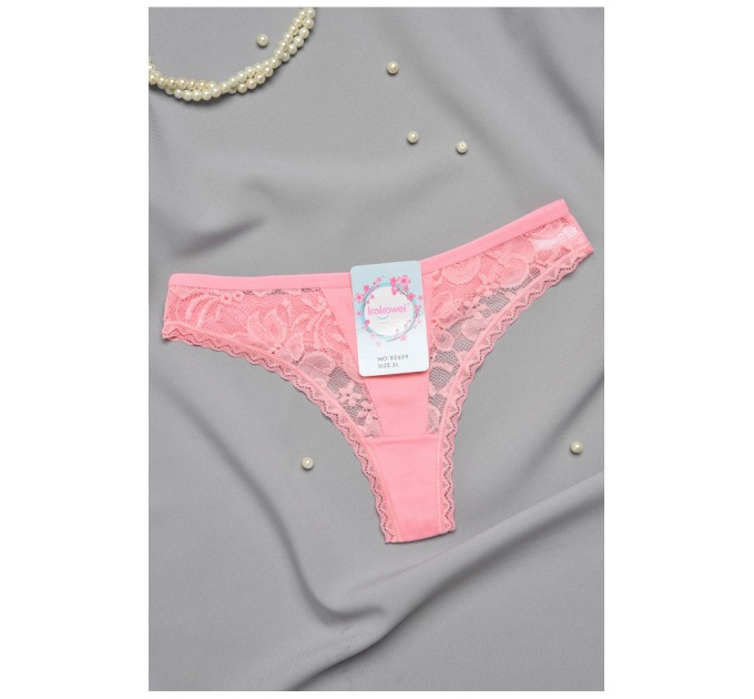 Стрінги жіночі з гіпюровими вставками рожевого кольору 171396L