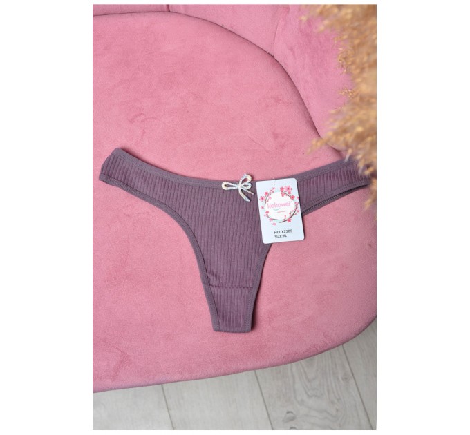 Стринги женские в рубчик темно-фиолетового цвета 171715L