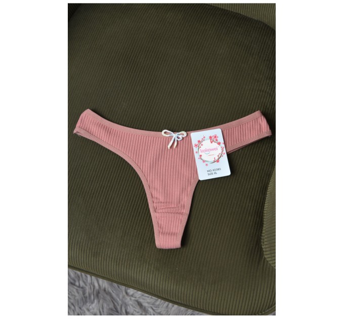 Стринги женские в рубчик пудрового цвета 171717L