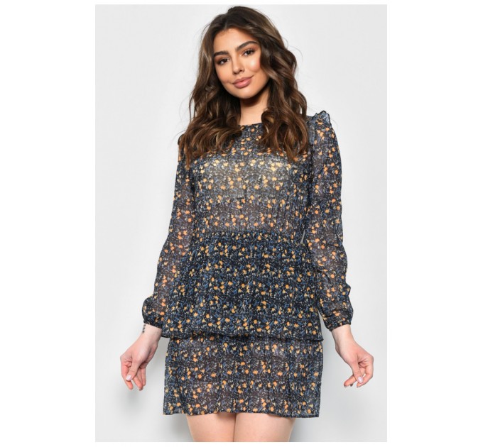 Сукня жіноча шифонове темно-синього кольоу в квітку 171762L