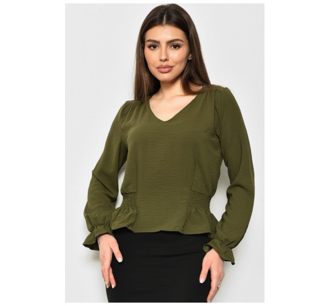 Блуза жіноча однотонна кольору хаки 172040L