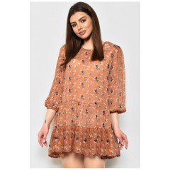 Сукня жіноча шифонова світло-коричневого кольору в квіточку 172129L