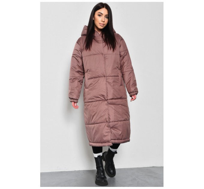 Куртка жіноча єврозима подовжена кольору мокко 172245L