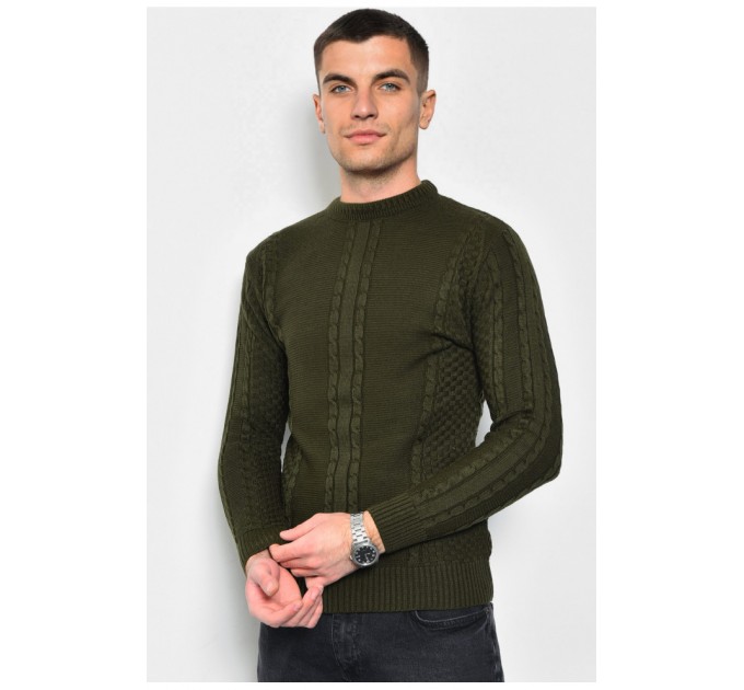 Светр чоловічий однотонний кольору хакі 172486L