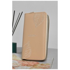 Кошелек женский из экокожи бежевого цвета 172985L