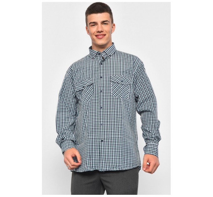 Сорочка чоловіча сірого кольору в клітинку 174861L