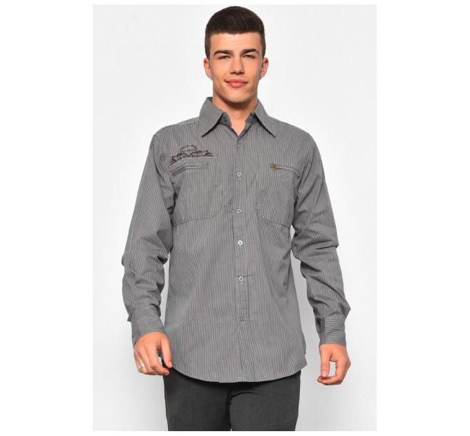 Сорочка чоловіча сірого кольору в смужку 174920L