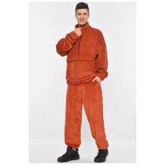 Спортивний костюм чоловічий вельветовий теракотового кольору 175720L