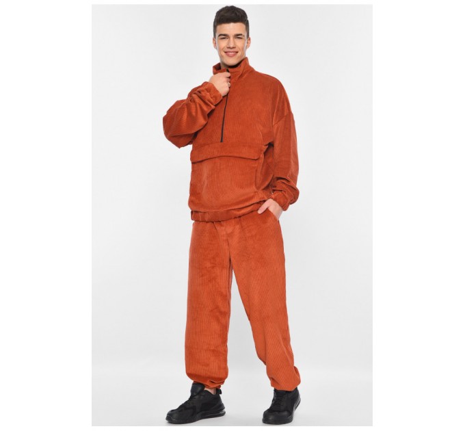 Спортивний костюм чоловічий вельветовий теракотового кольору 175720L