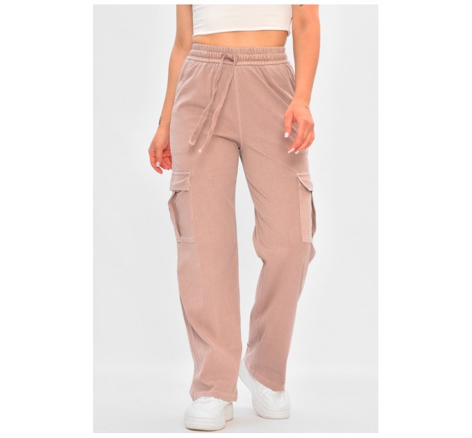 Брюки женские полубатальные пудрового цвета 176007L