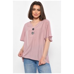 Женская блузка с коротким рукавом пудрового цвета 176191L Женская блузка с коротким рукавом пудрового цвета 176191L