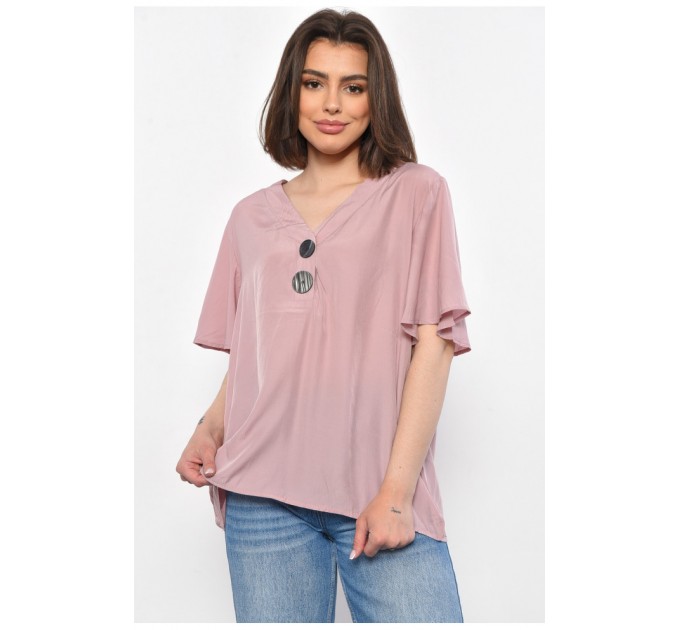 Женская блузка с коротким рукавом пудрового цвета 176191L