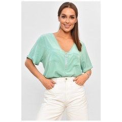 Блуза жіноча з коротким рукавом  м'ятного кольору 176212L