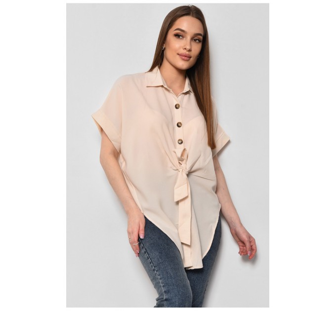 Блуза жіноча з коротким рукавом світло-бежевого кольору 176221L