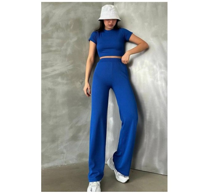 Костюм жіночий в рубчик синього кольору 177331L