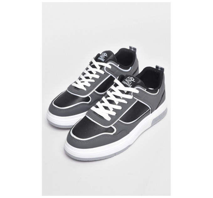 Кроссовки мужские черно-белого цвета на шнуровке 177381L