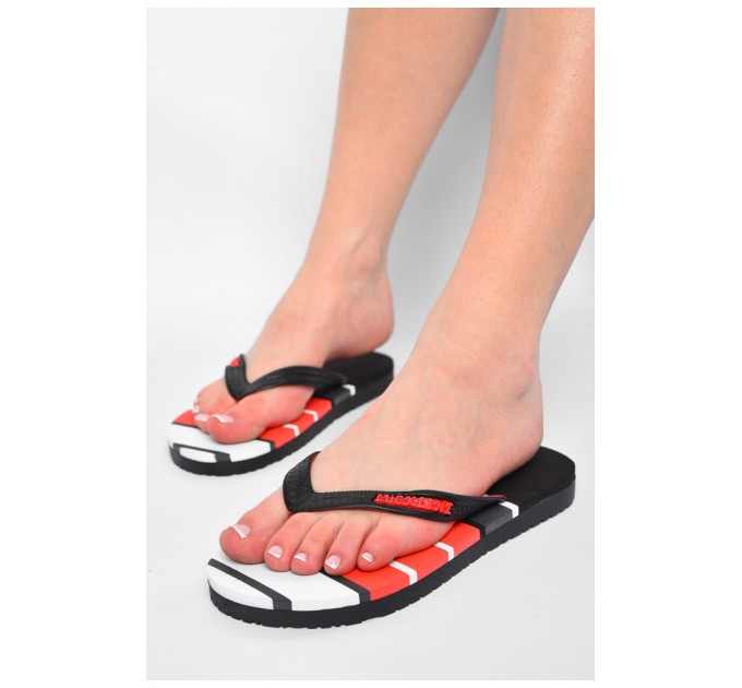 В`єтнамки жіночі піна чорно-червоного кольору в смужку 178669L