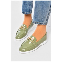 Туфлі-лофери жіночі оливкового кольору 178683L