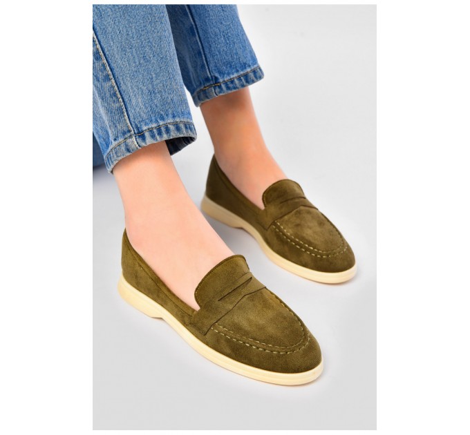 Туфли-лоферы женские цвета хаки 178781L