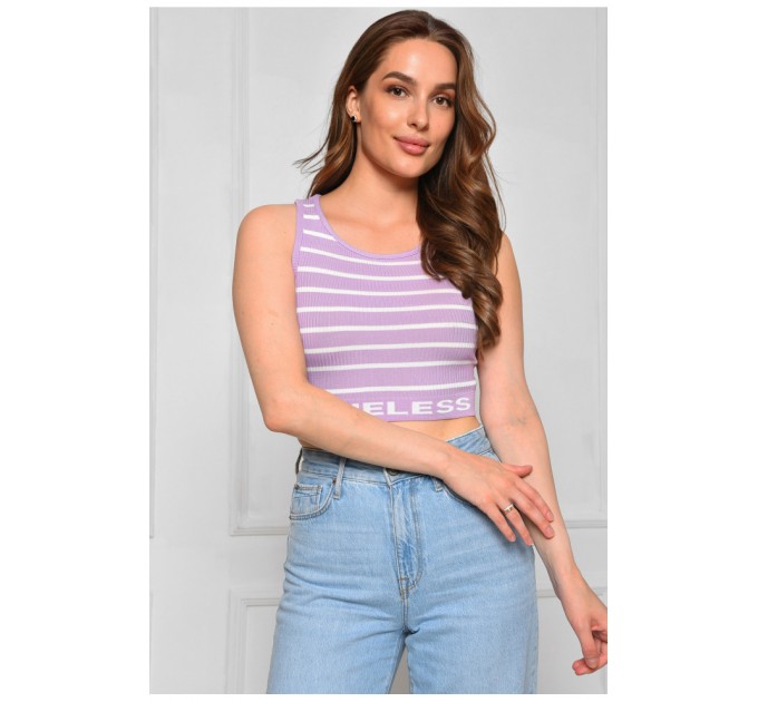 Топ-майка в рубчик женская фиолетового цвета 179890L