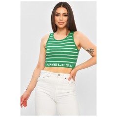 Топ-майка у рубчик жіноча зеленого кольору 179911L