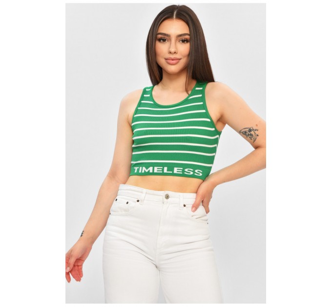 Топ-майка у рубчик жіноча зеленого кольору 179911L